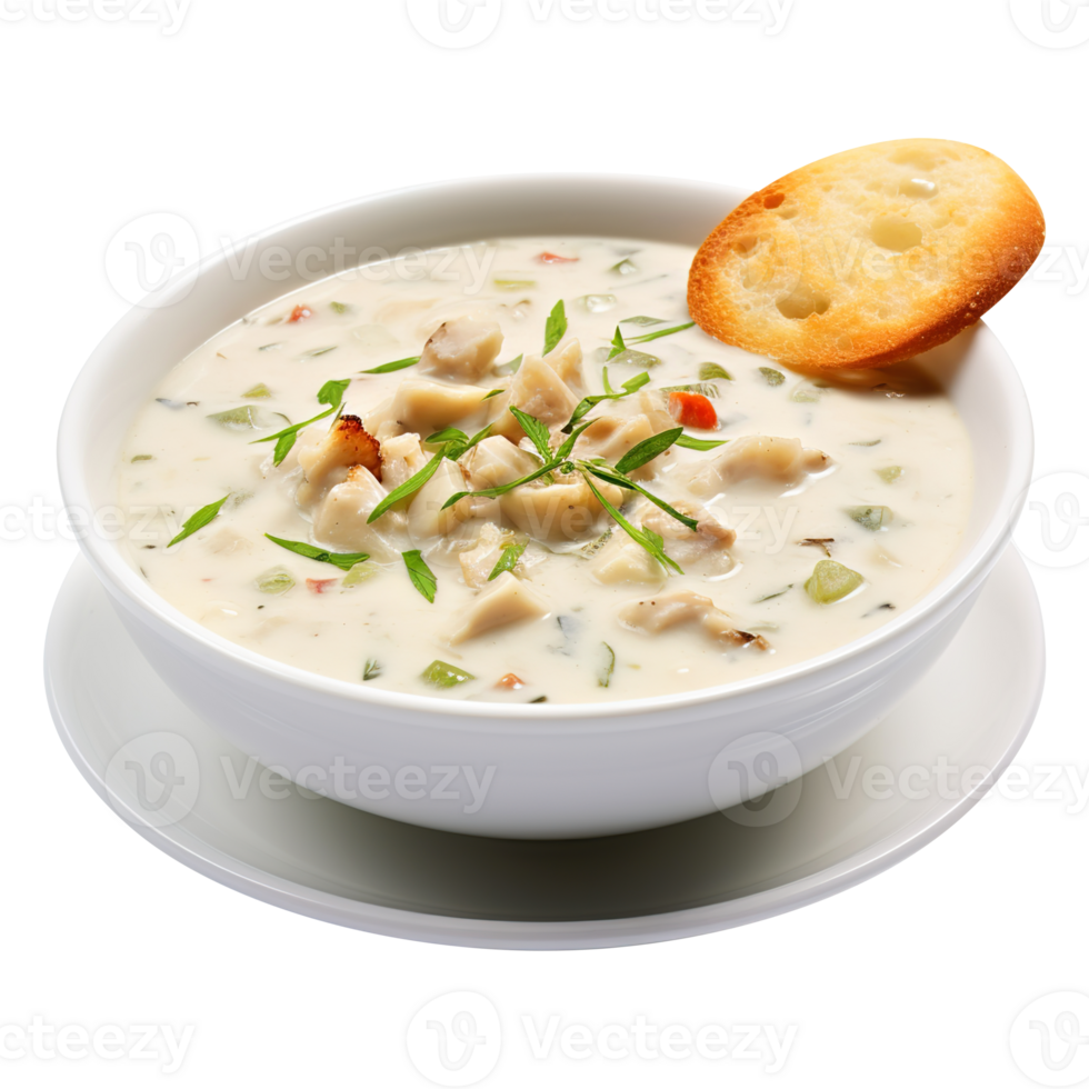 Bowl of clam chowder soup, created with Generative AI 27433967 PNG