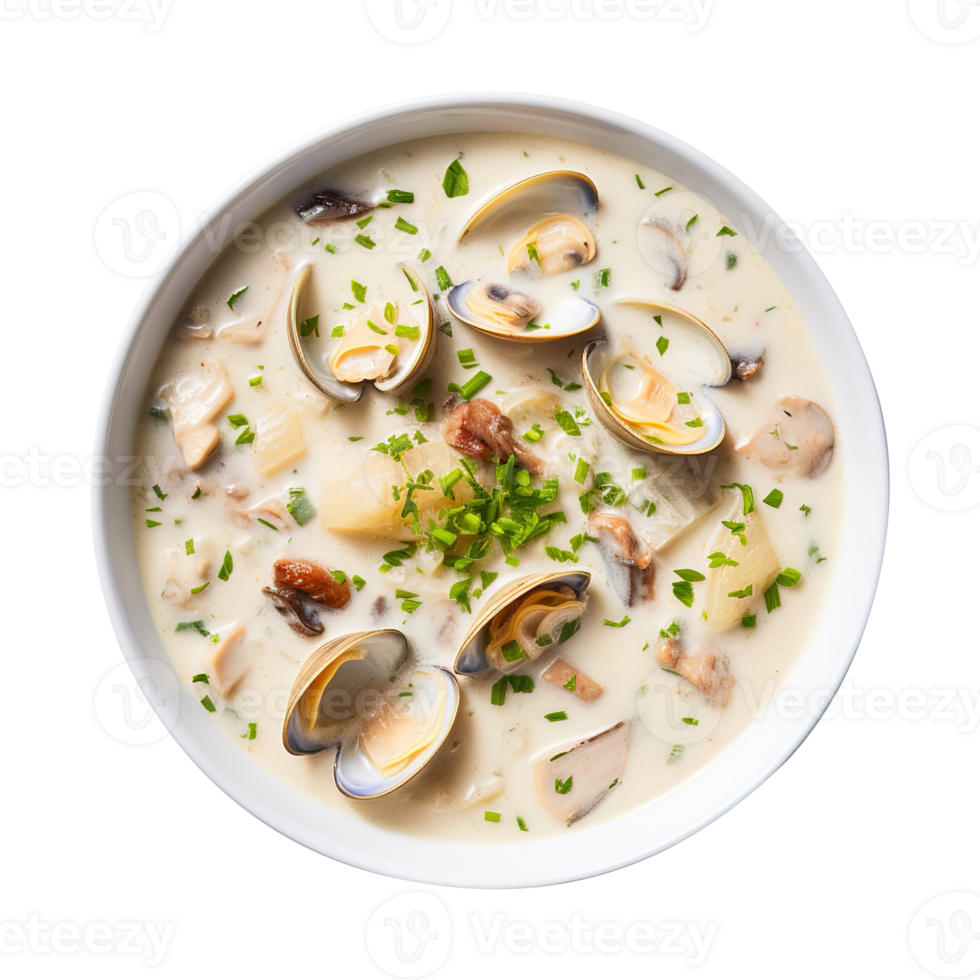 Bowl of clam chowder soup, created with Generative AI 27433970 PNG