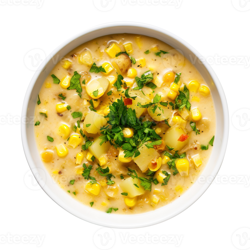 Delicious creamy Vegan sweet Corn Chowder soup , created with