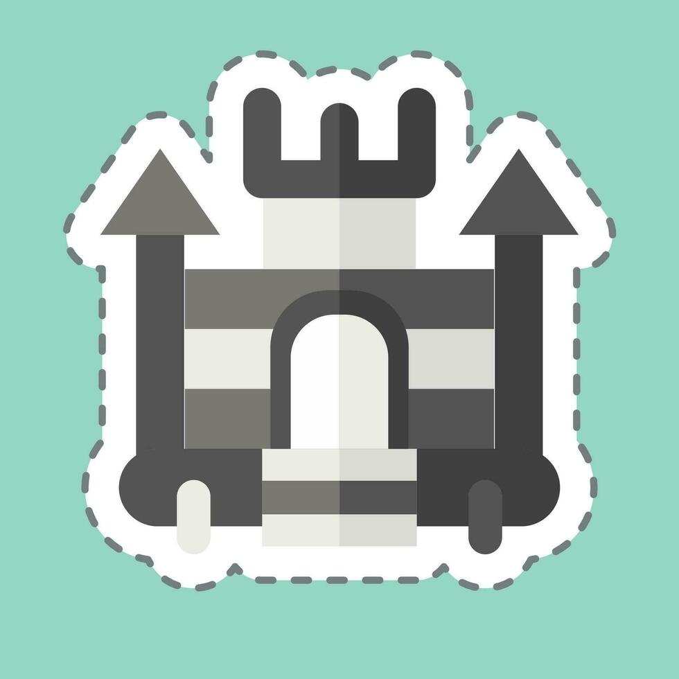 Sticker line cut Inflatable Castle. related to Amusement Park symbol. glyph style. simple design editable. simple illustration vector