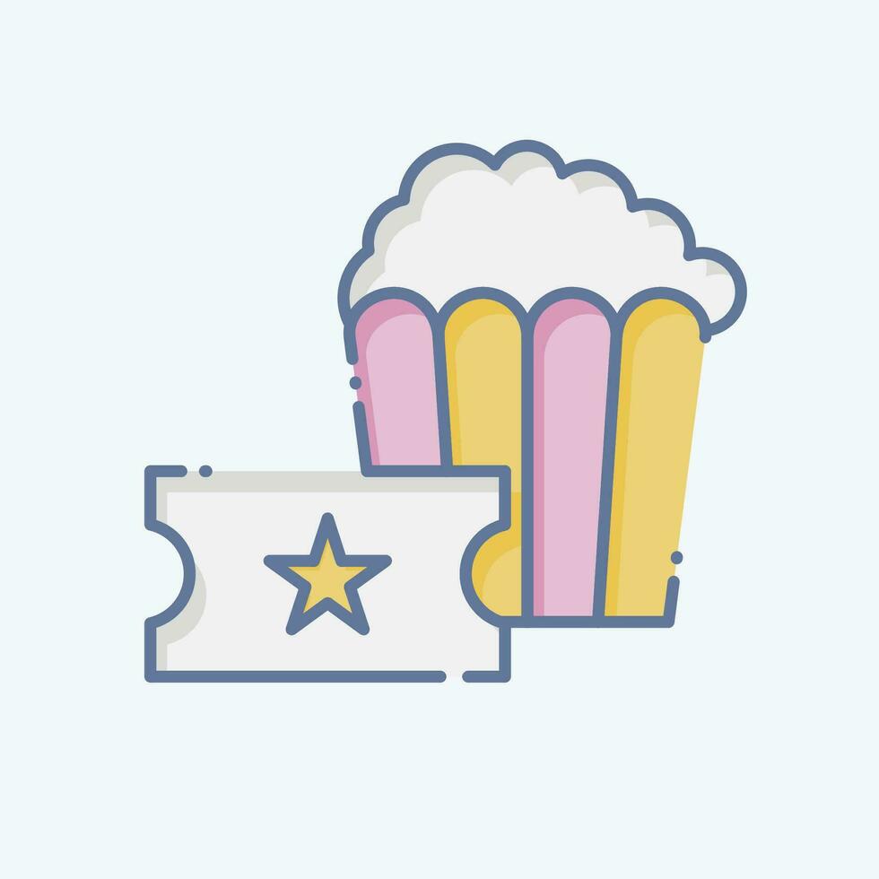 Icon Popcorn. related to Amusement Park symbol. doodle style. simple design editable. simple illustration vector