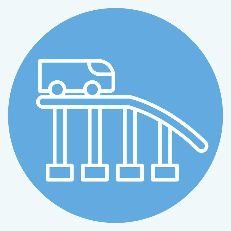 Icon Roller Coaster. related to Amusement Park symbol. blue eyes style. simple design editable. simple illustration vector
