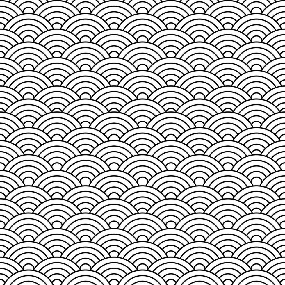 Fish scale line isolated on white background. tiled lines mermaid tail pattern for decoration vector