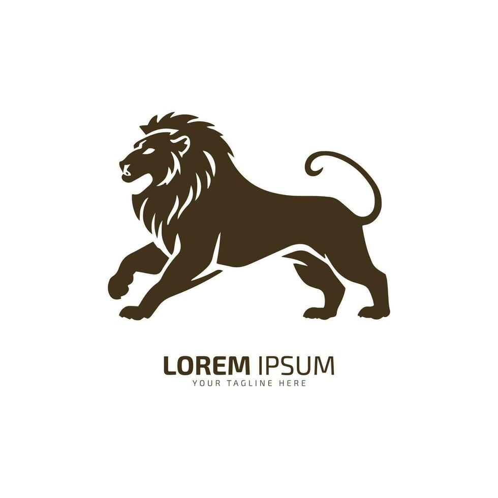 Lion Silhouette Symbol Vector Logo Concept with White background.