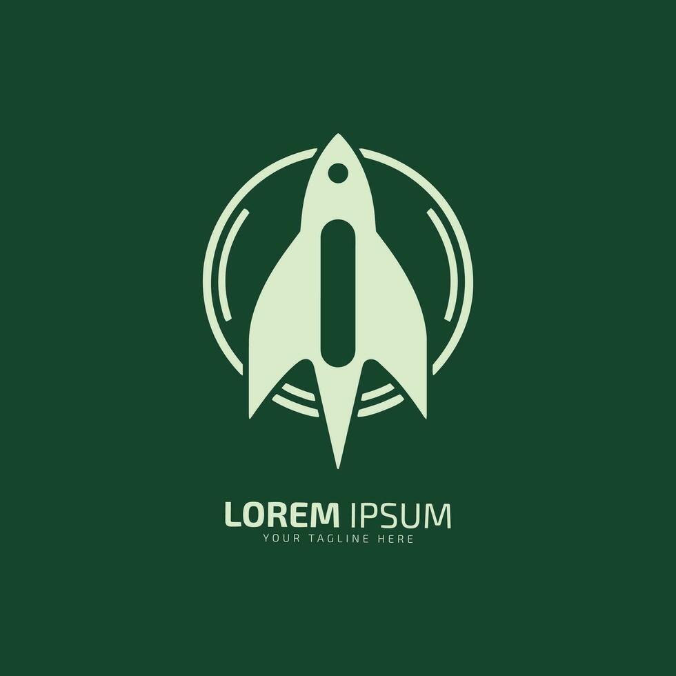 Futuristic Rocket Emblem Silhouette Logo Vector Design.