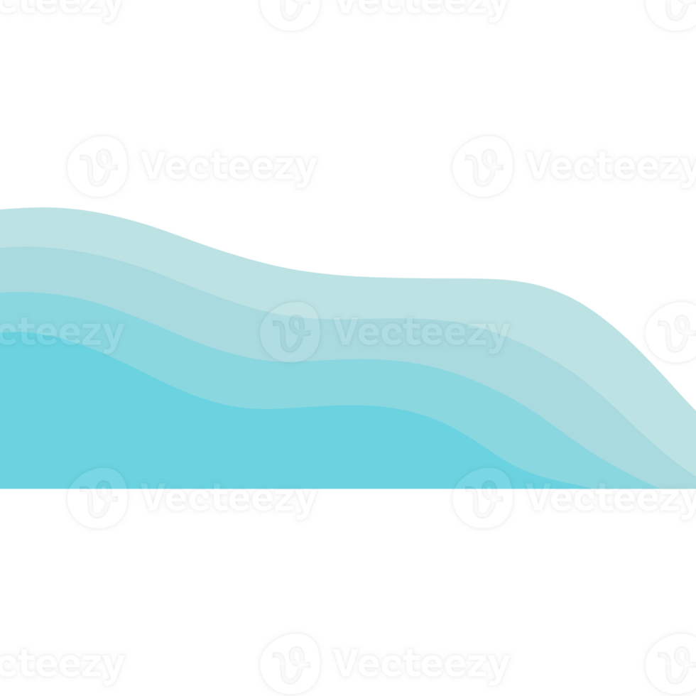 Blue sea with waves isolated on transparent background png