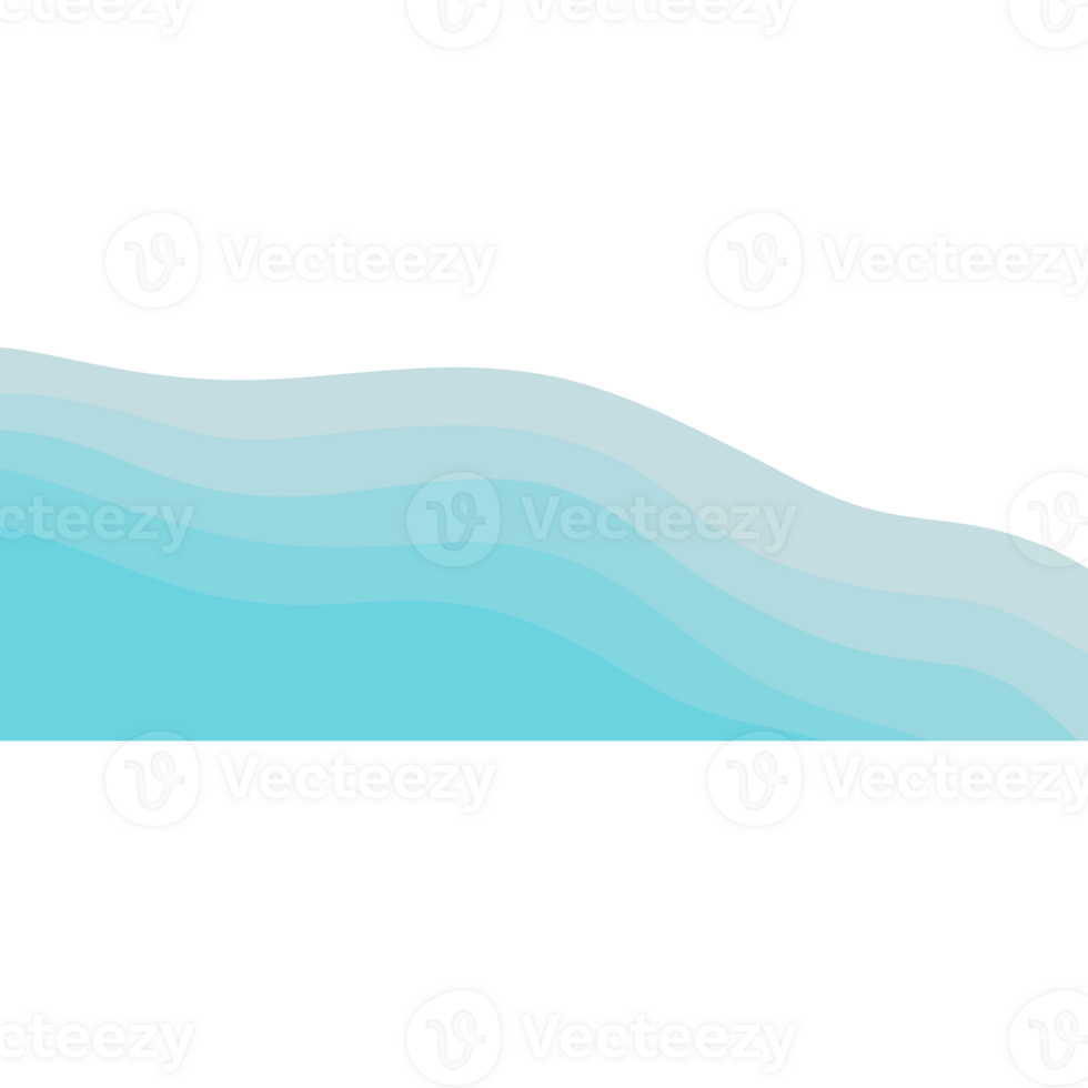 Blue sea with waves isolated on transparent background png