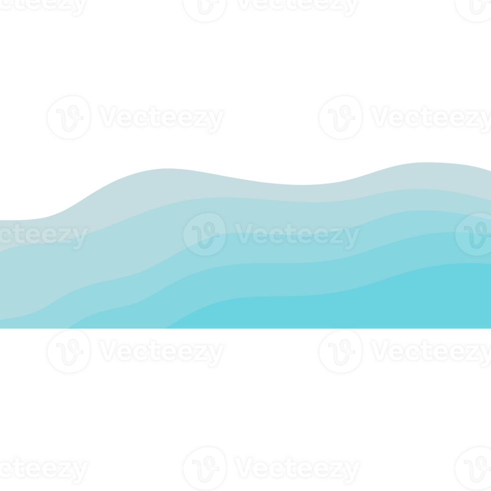 Blue sea with waves isolated on transparent background png