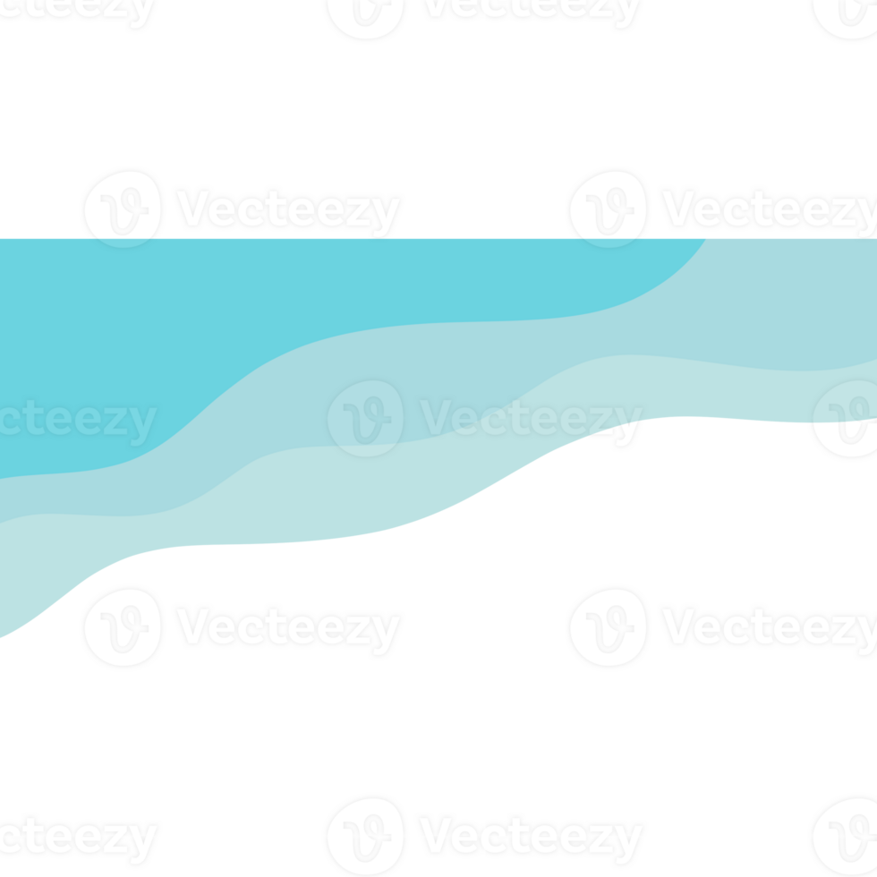 Blue sea with waves isolated on transparent background png