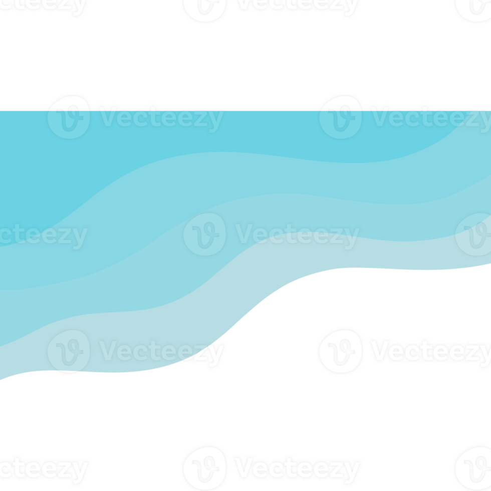 Blue sea with waves isolated on transparent background png