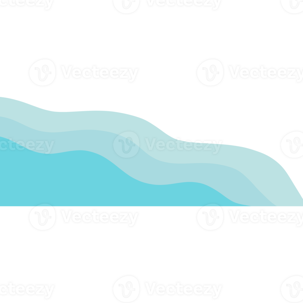 Blue sea with waves isolated on transparent background png