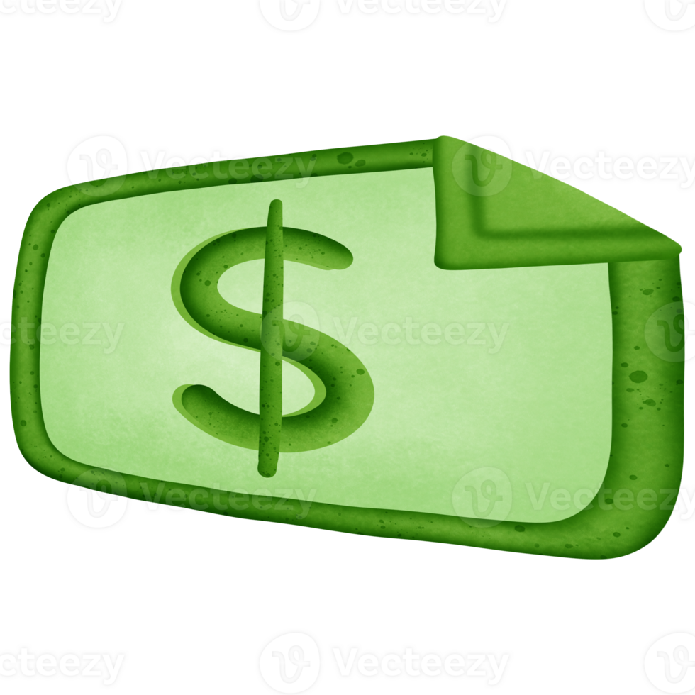 Green dollar money and symbol isolated on transparent background png
