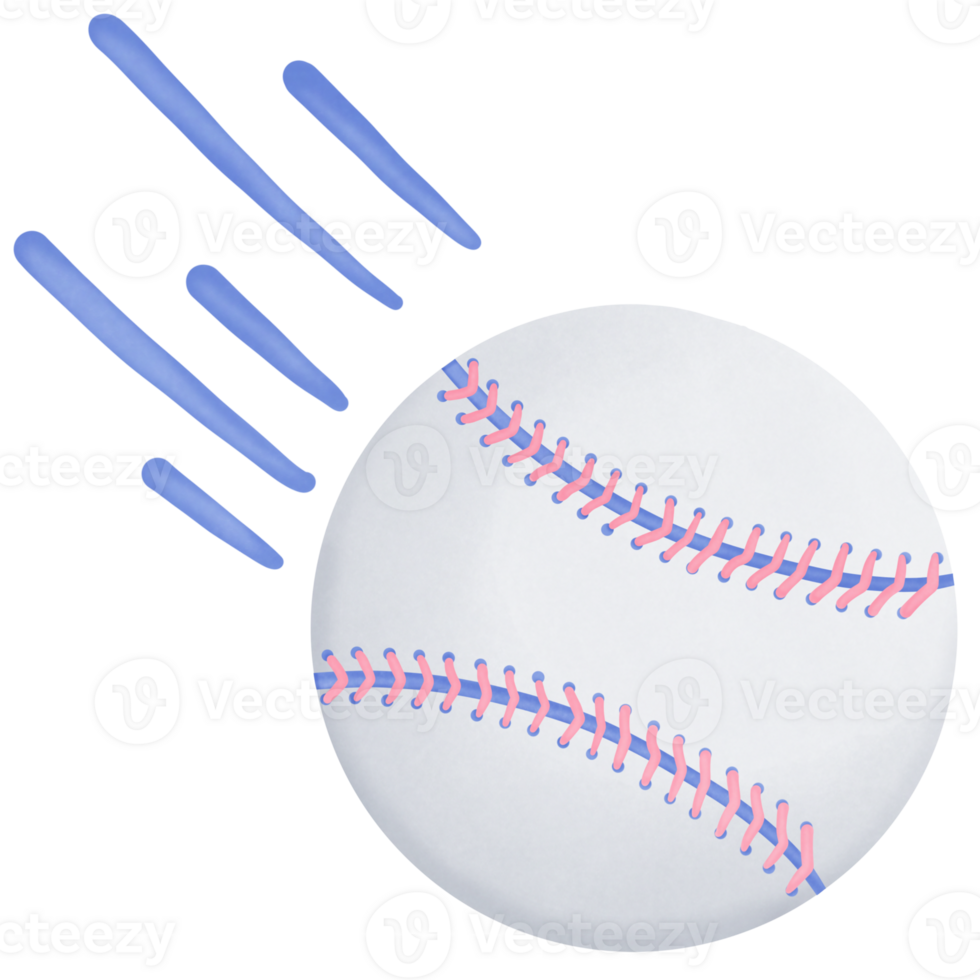 Blue and pink baseball ball isolated on transparent background png