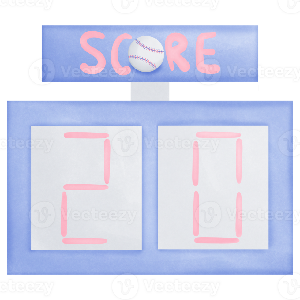 Blue and pink baseball score isolated on transparent background png