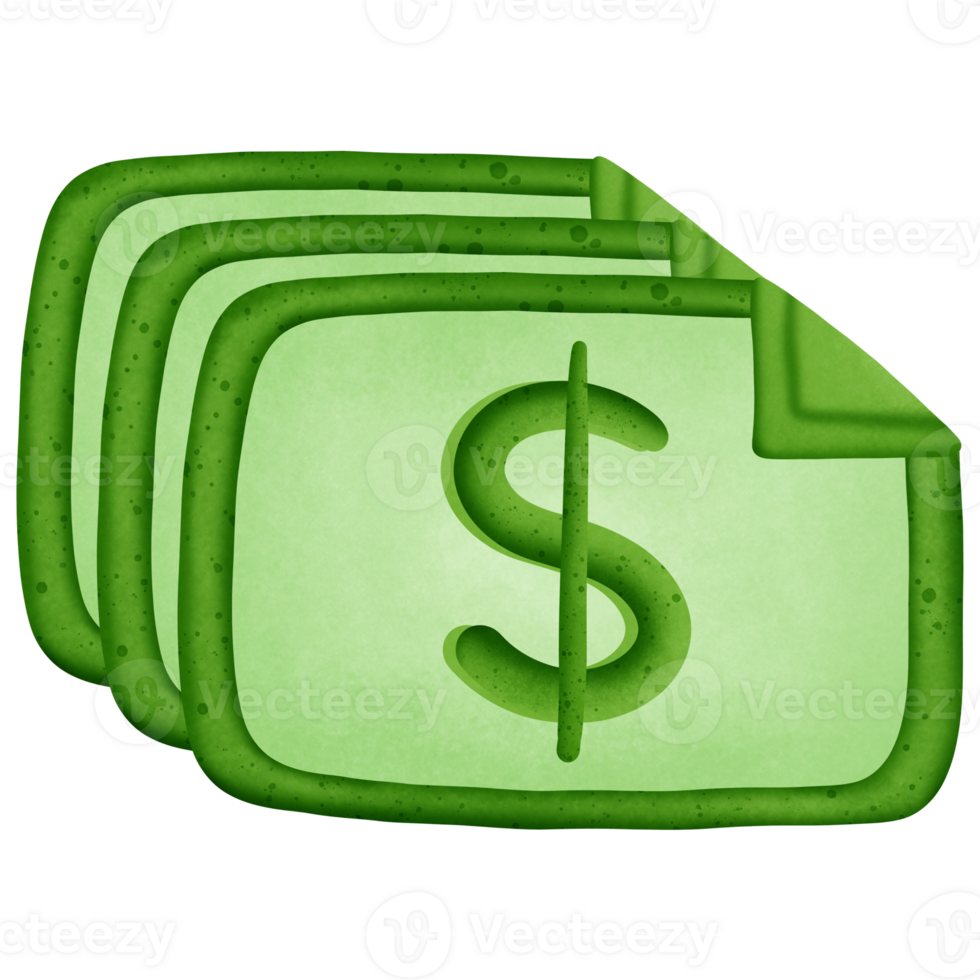 Green dollars money and symbol isolated on transparent background png