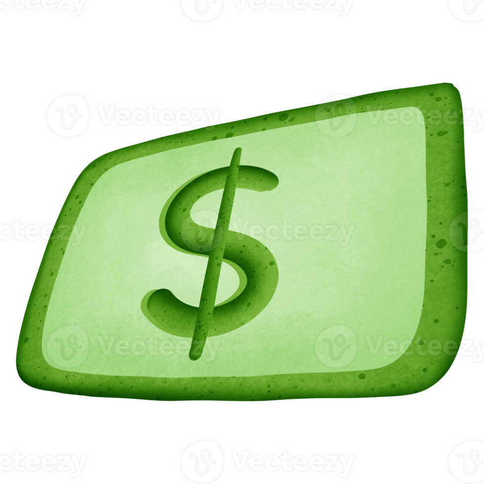 Green dollar money and symbol isolated on transparent background png