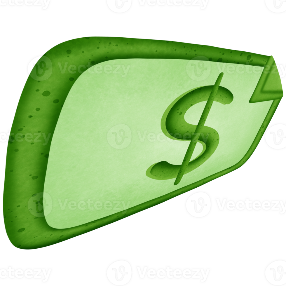 Green dollar money and symbol isolated on transparent background png