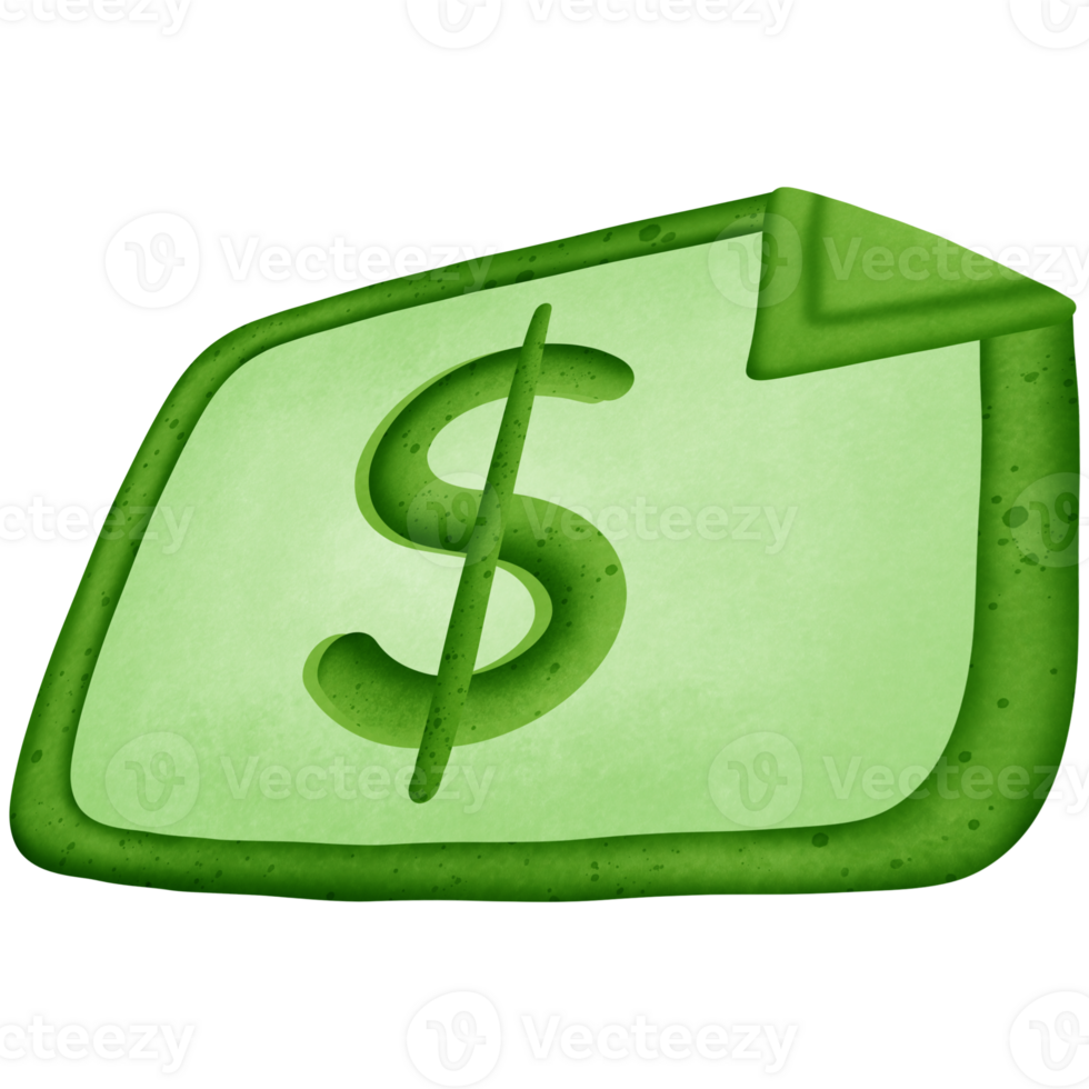 Green dollar money and symbol isolated on transparent background png