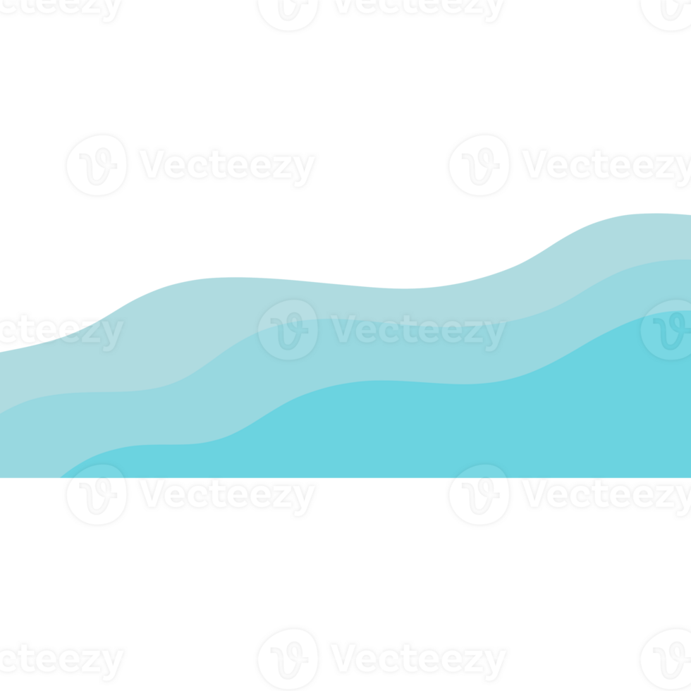 Blue sea with waves isolated on transparent background png