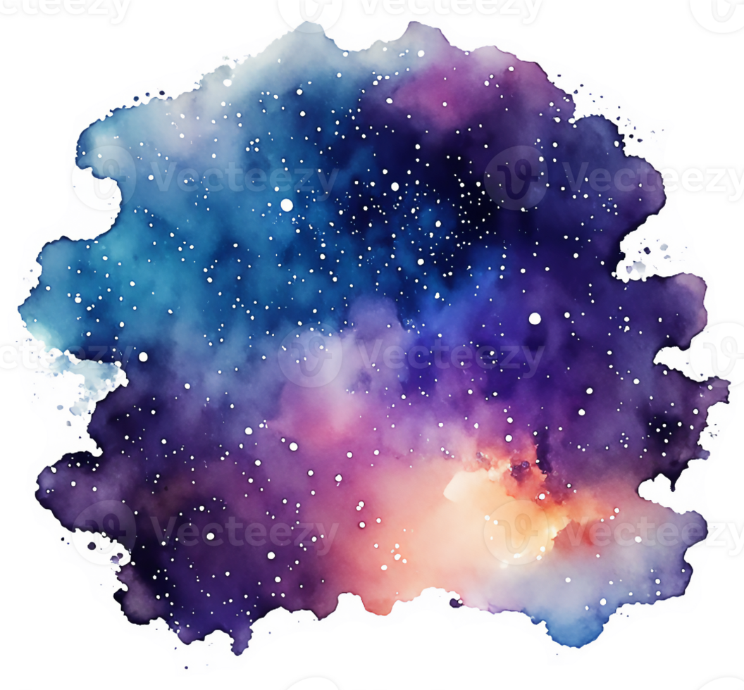 Starry Space Ink Splash Watercolor Background AI Generative png