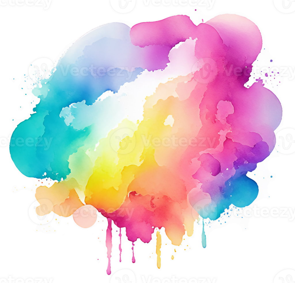 Dripping Rainbow Texture Blot AI Generative png