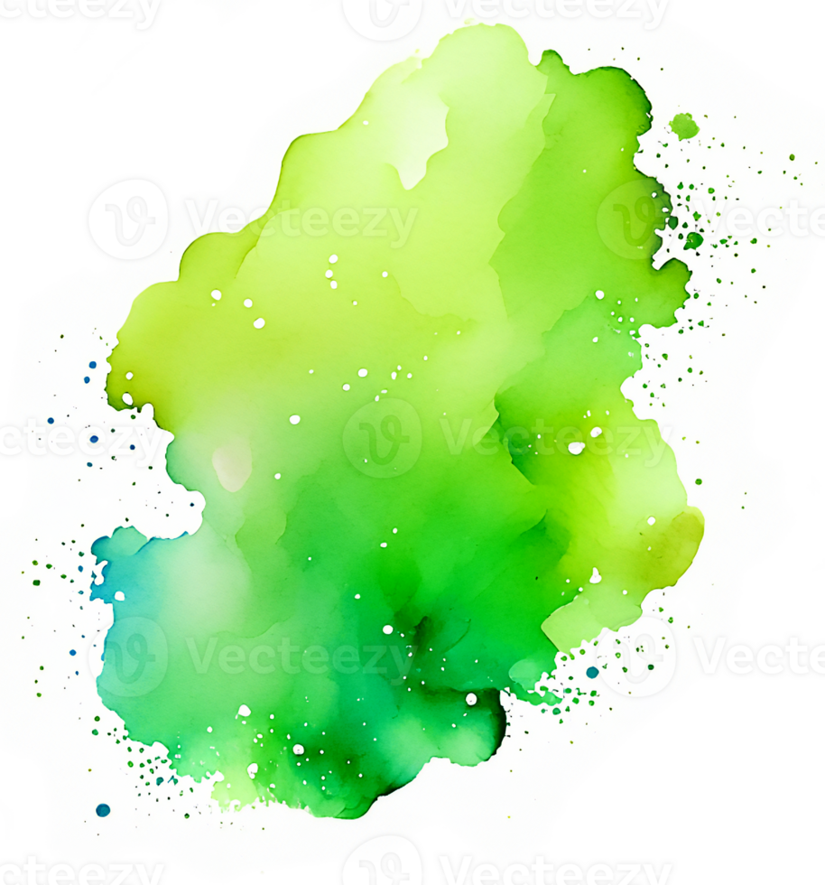 A Green Watercolor Ink Stain Backdrop Element AI Generative png