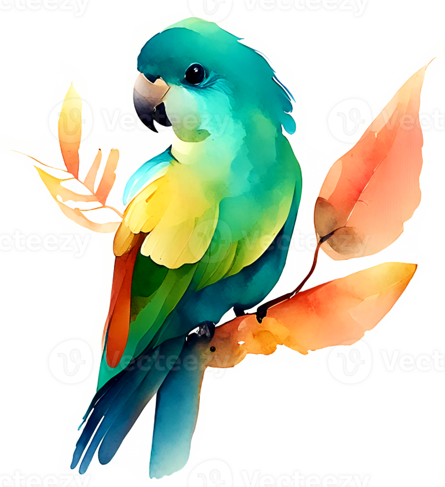 Tropical Watercolor Parrot AI Generative png