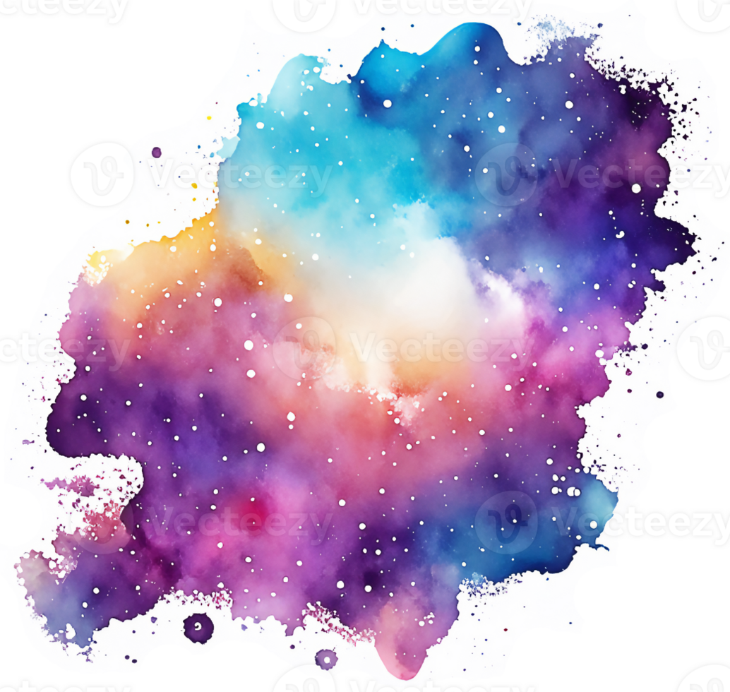 Outer Space Watercolor Splash Backdrop Design AI Generative png