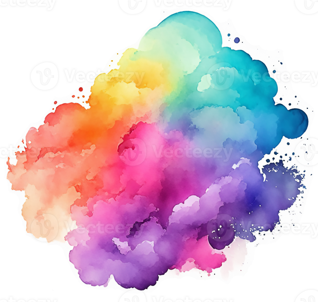 Watercolor Rainbow Texture Splash Background AI Generative png
