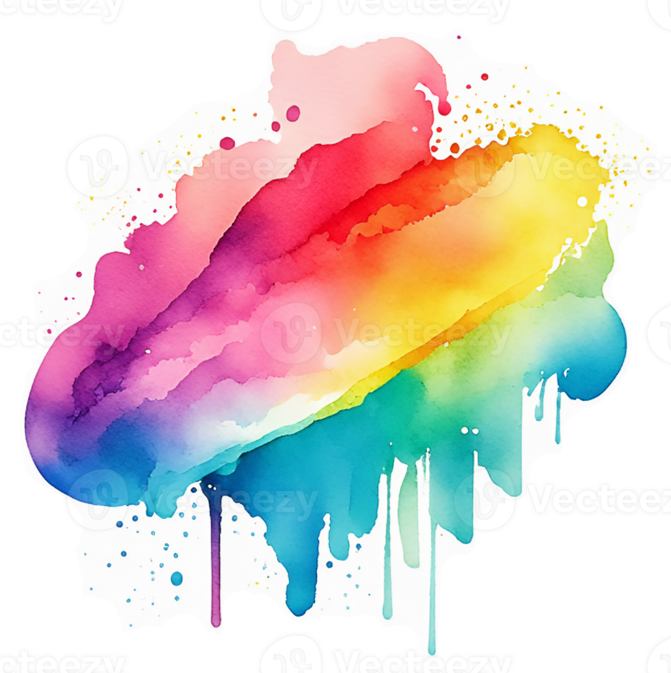 Watercolor Rainbow Texture Splash Background AI Generative png