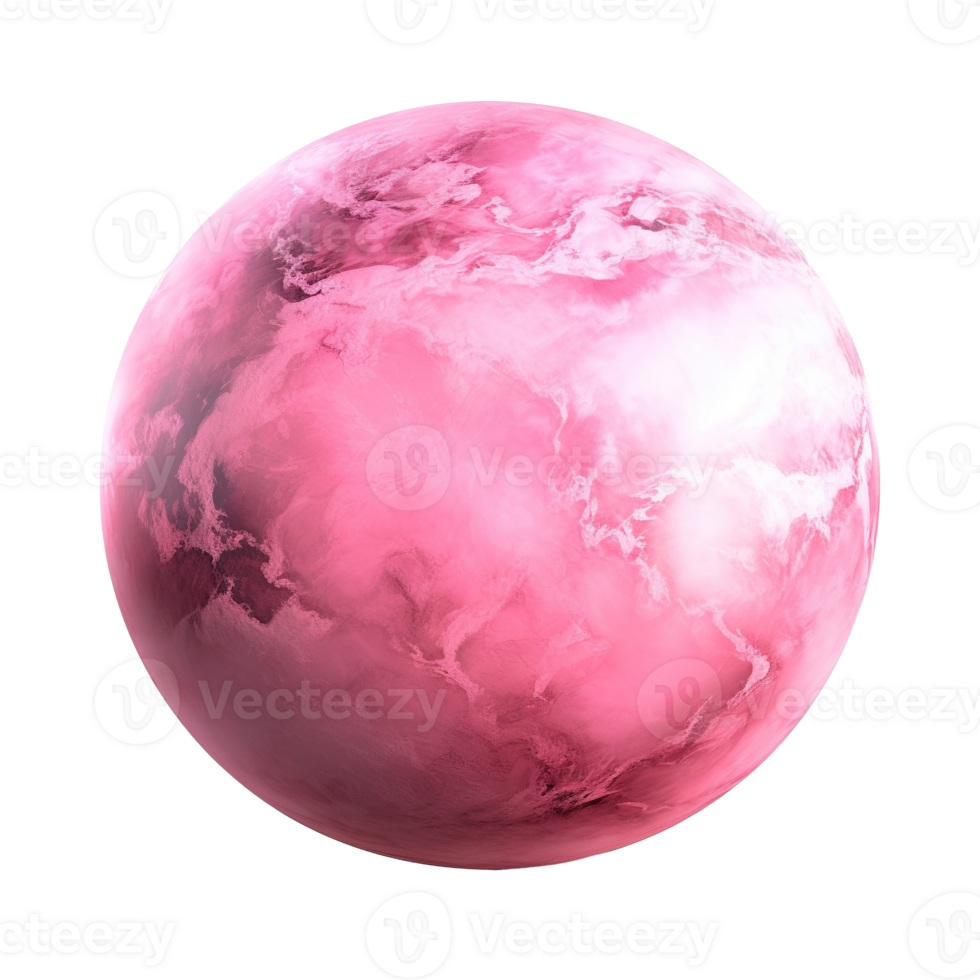 Generative AI, PNG pink beautiful planet