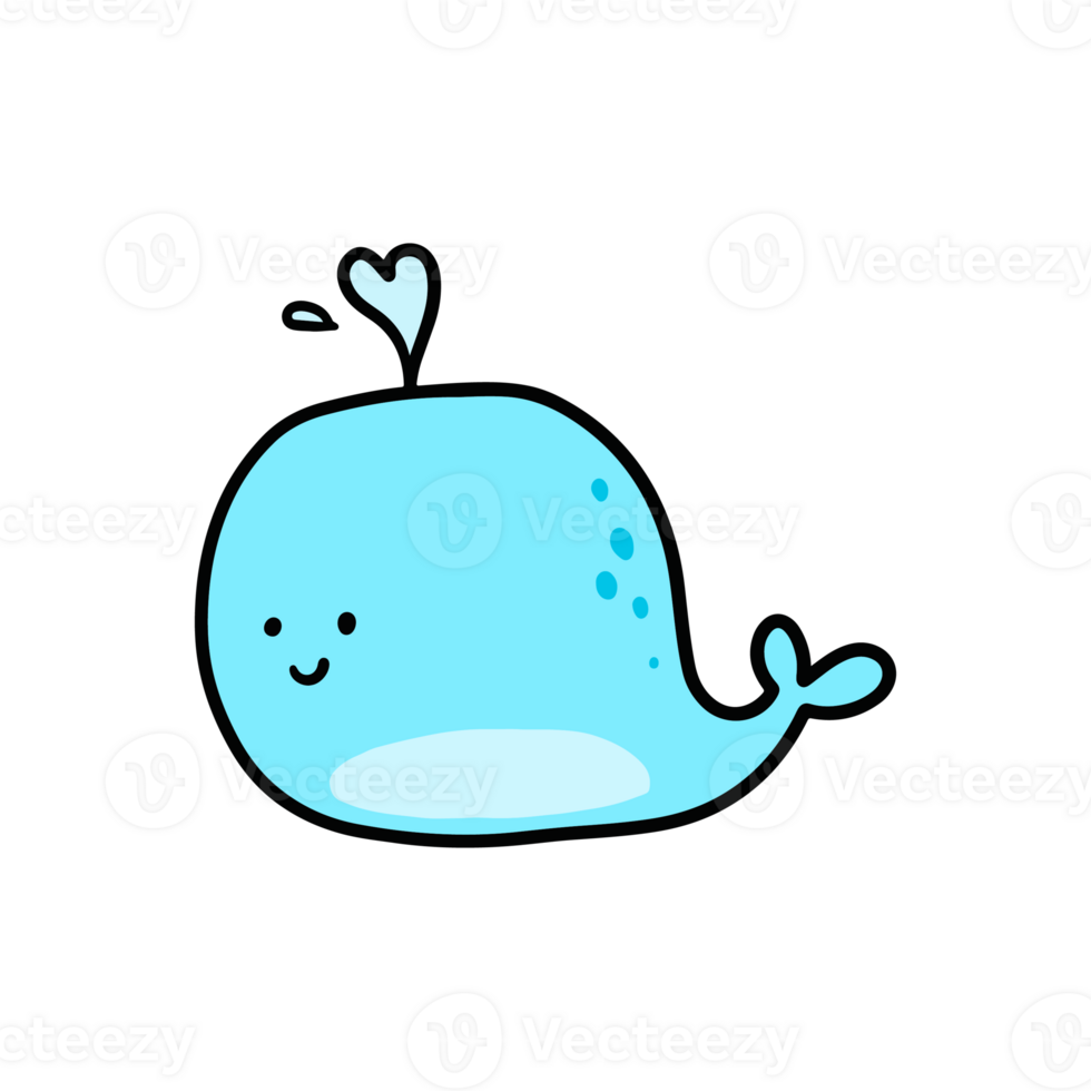 cute blue Whale cartoon png