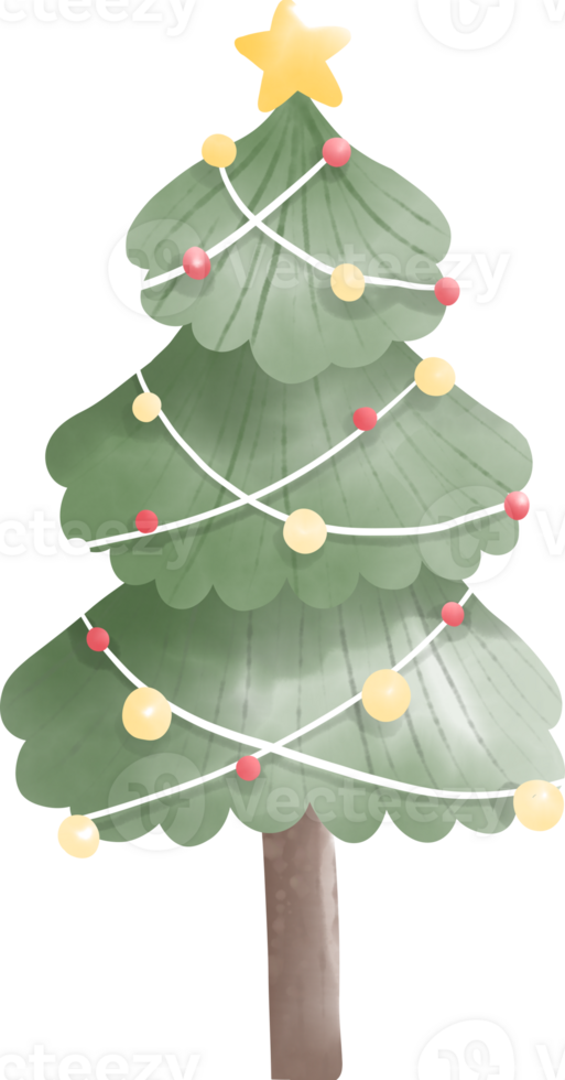 Christmas tree watercolour element png