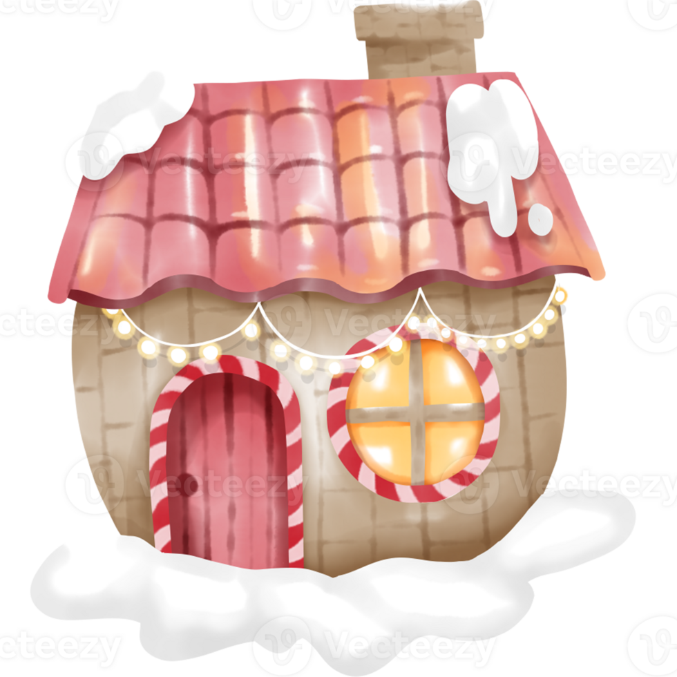 christmas house watercolour element png