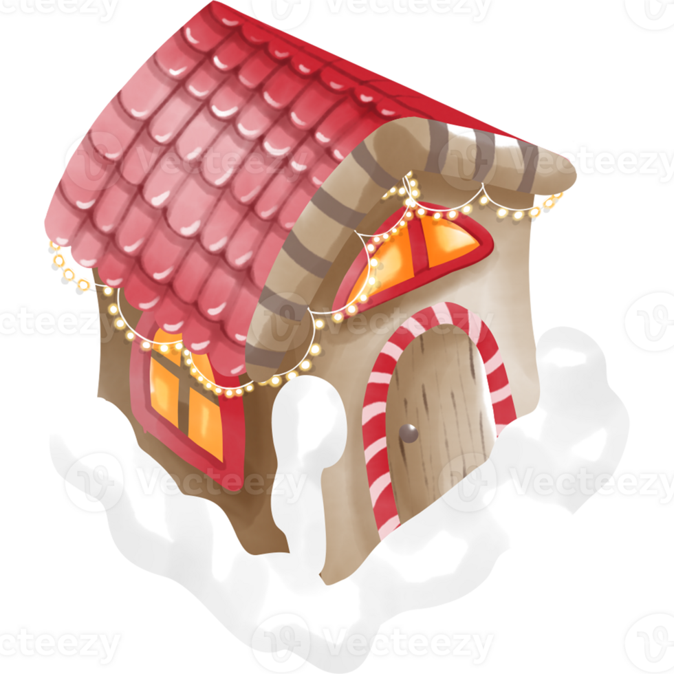 christmas house watercolour element png
