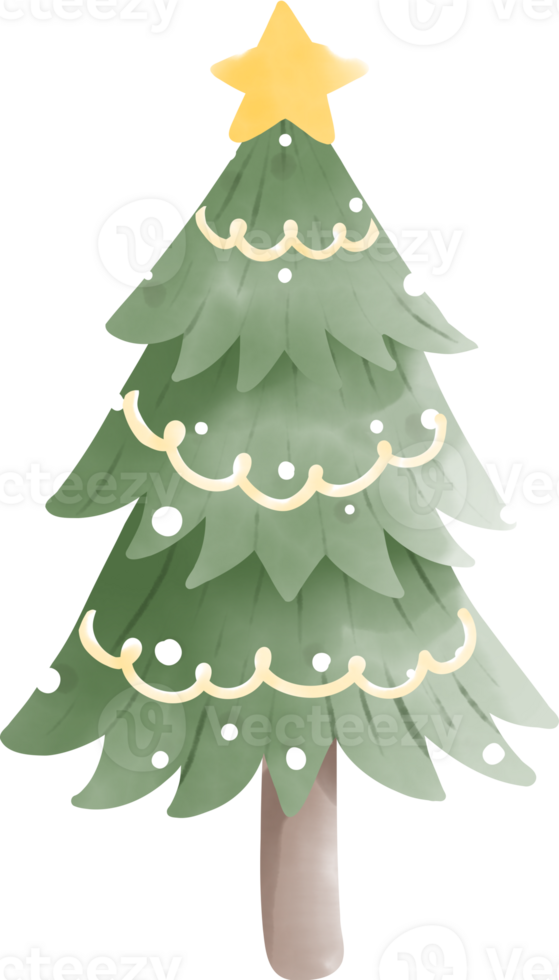 Christmas tree watercolour element png
