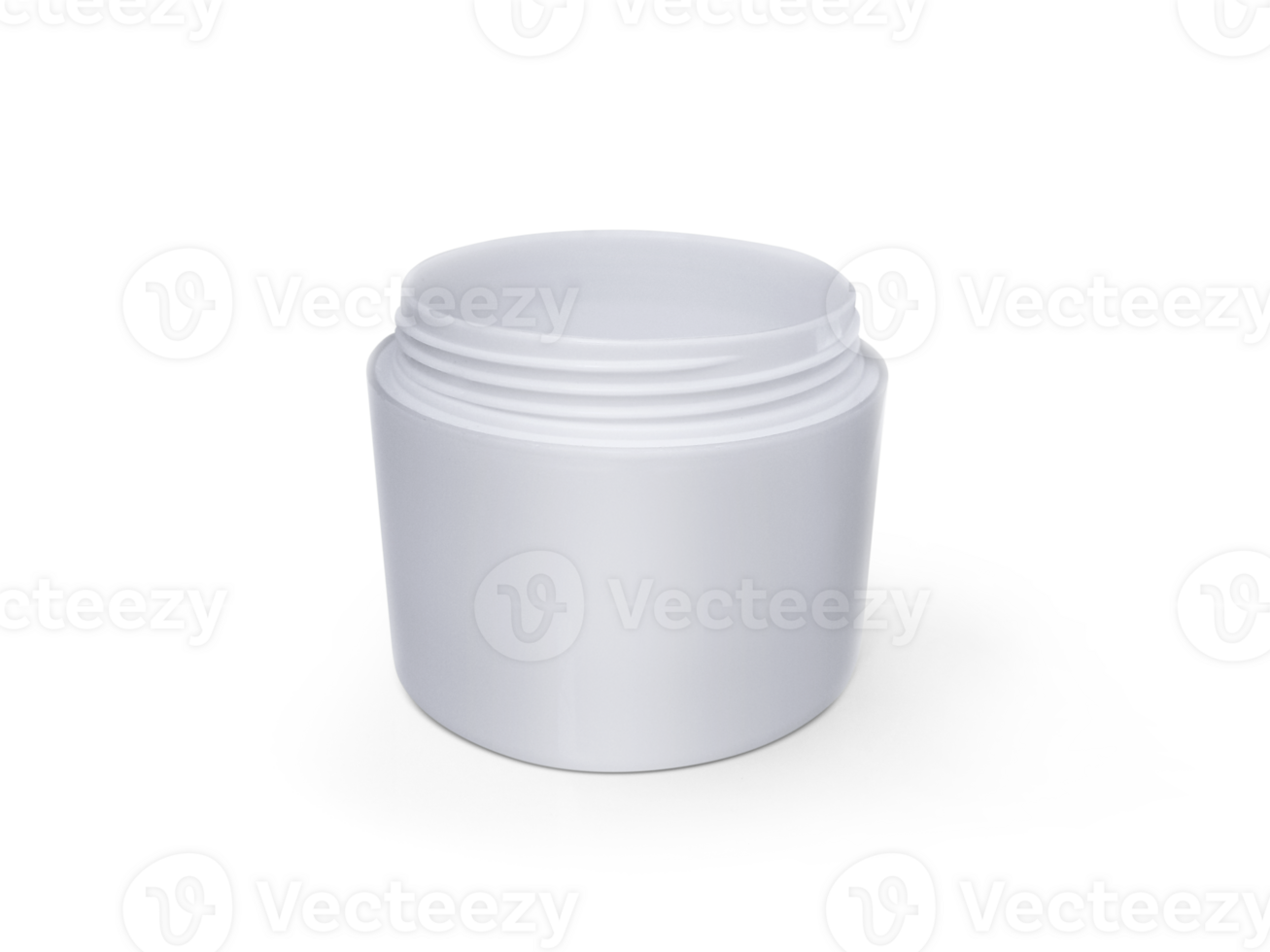 white jar of hand cream or gel with a silver stripe, transparent background png