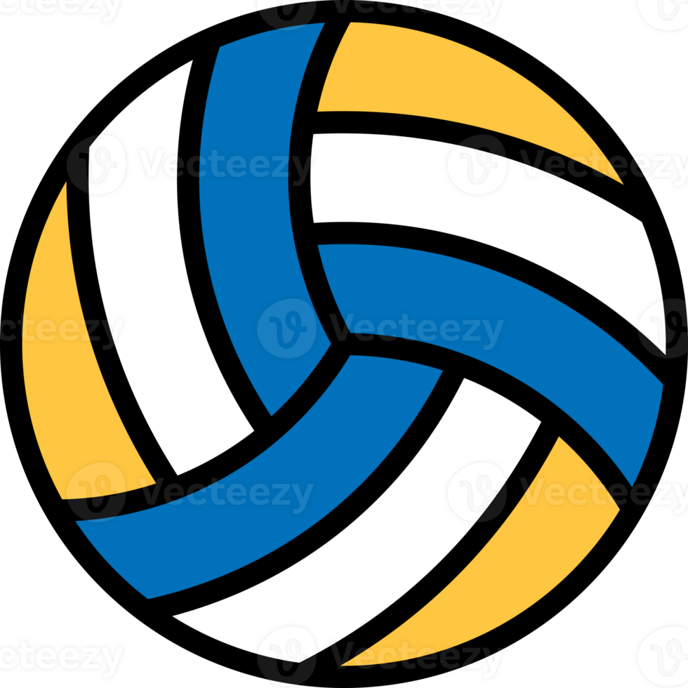 volleyball color flat line icon png