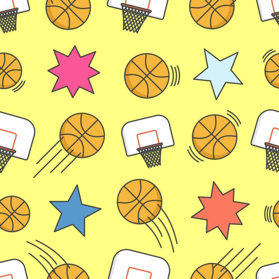Fun Basketball Seamless Pattern vector