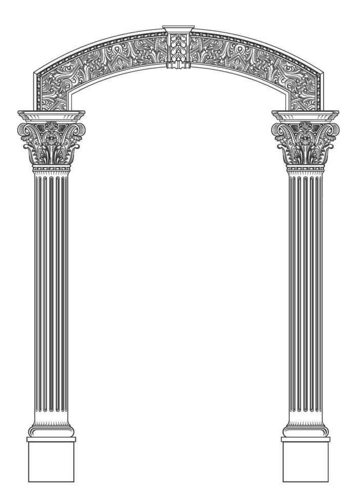 contorneado colorante de clásico corintio arco. clásico antiguo portal con columnas en vector gráficos