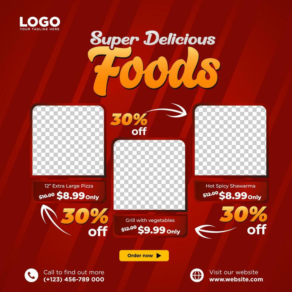 Food discount menu social media post design template vector