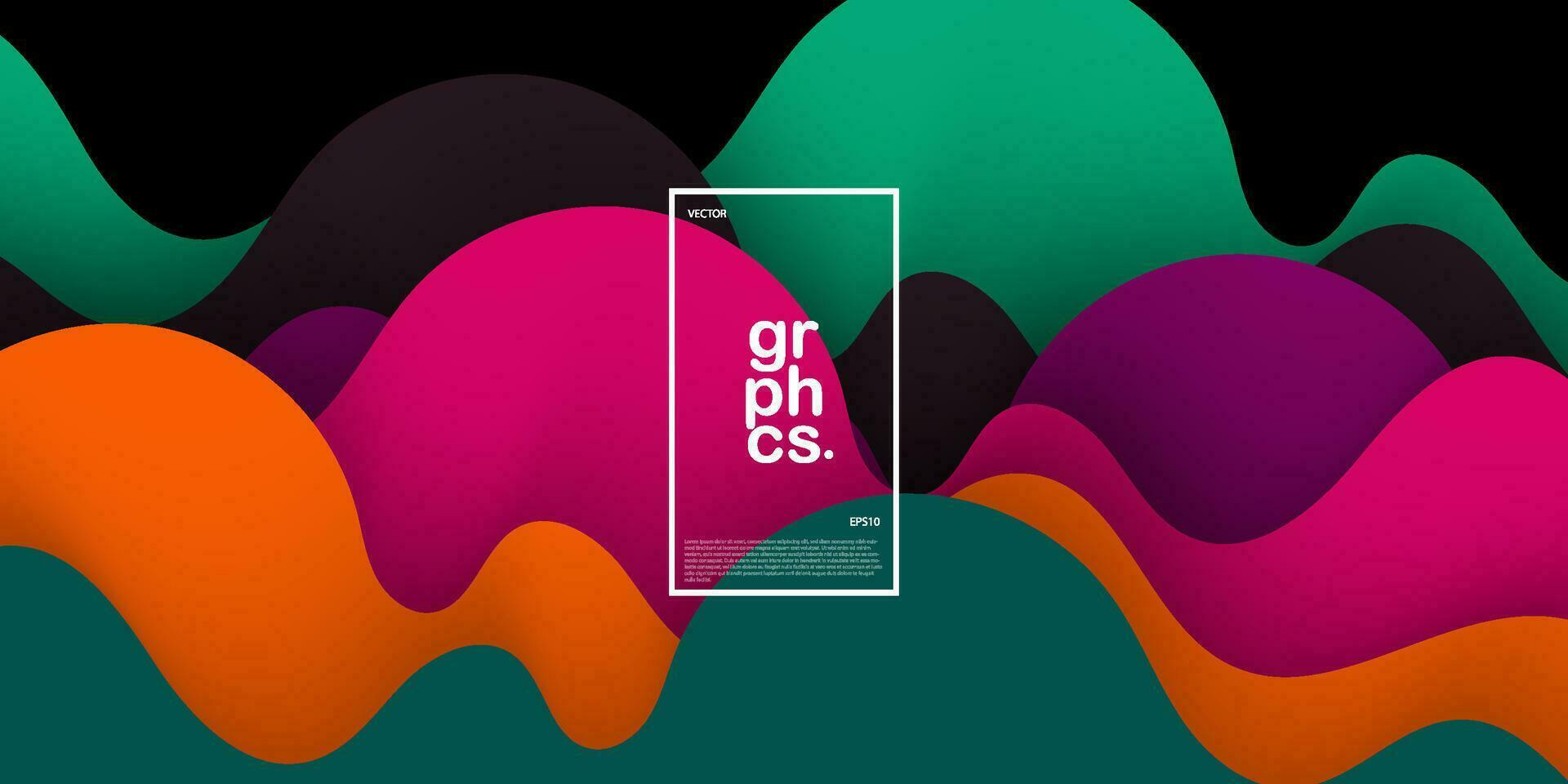 Trendy premium colorful wavy abstract background with gradient green black orange purple pink soft color on background. Eps10 vector