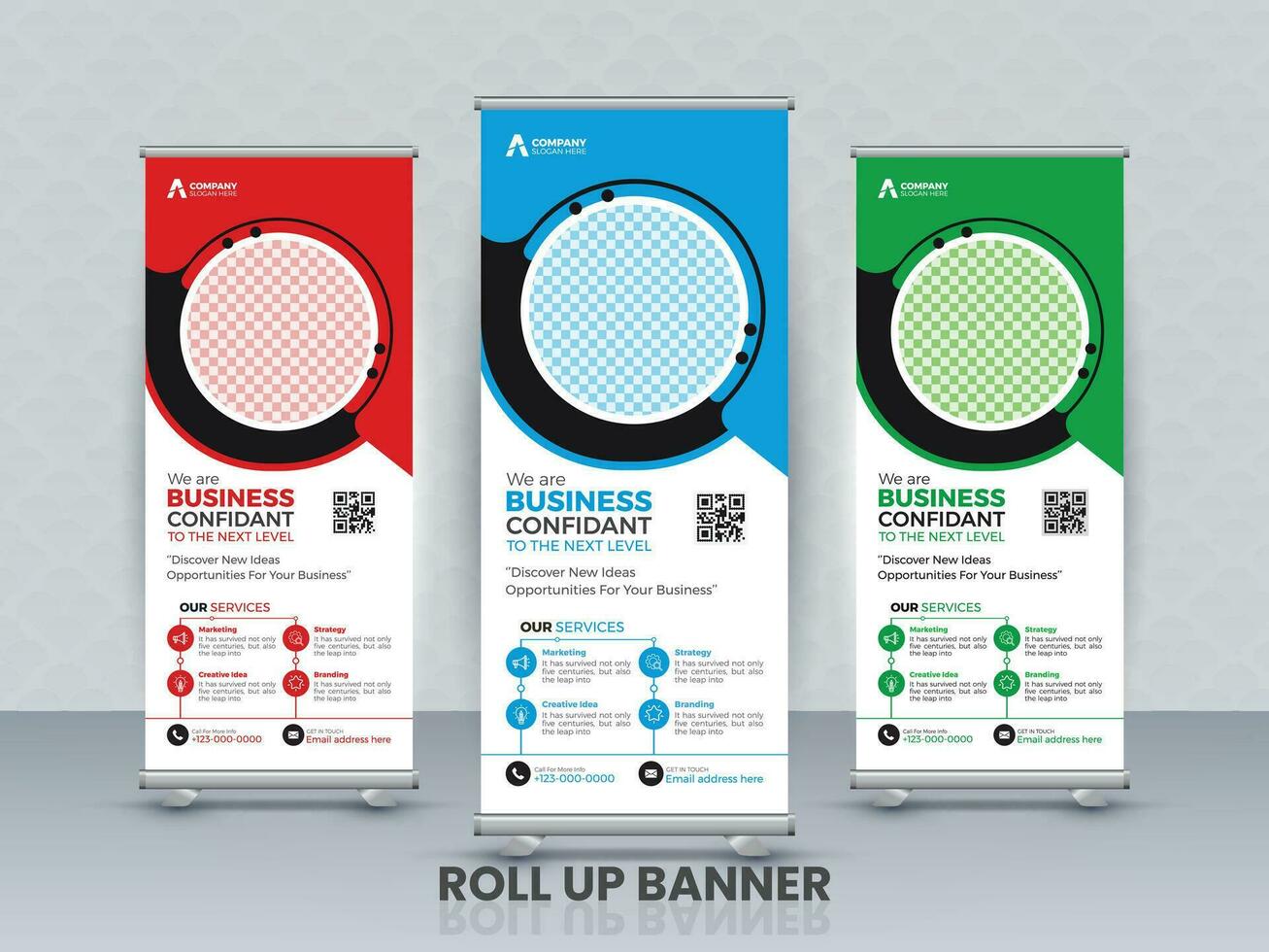 Stylish roll up business standee banner design vector