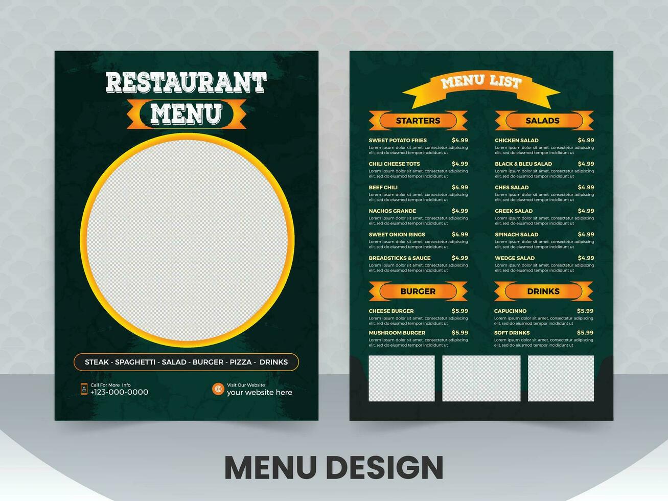 moderno restaurante comida menú diseño modelo vector