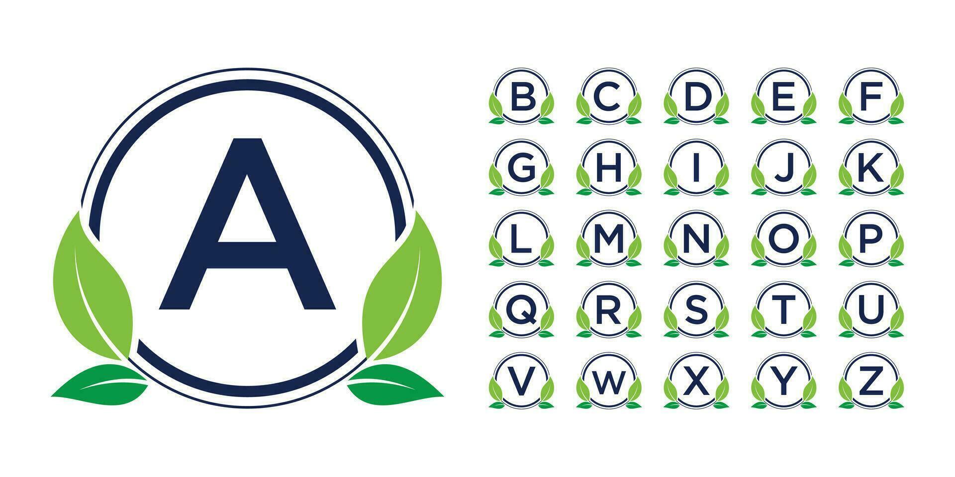 Collection letter A-Z leaf logo design with circle style vector