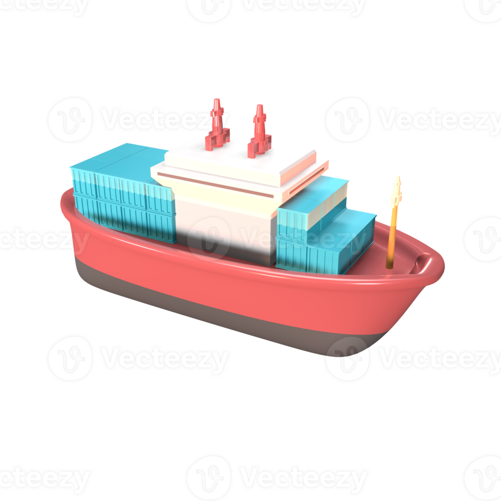 3D icon cargo ship rendered isolated on the transparent background png