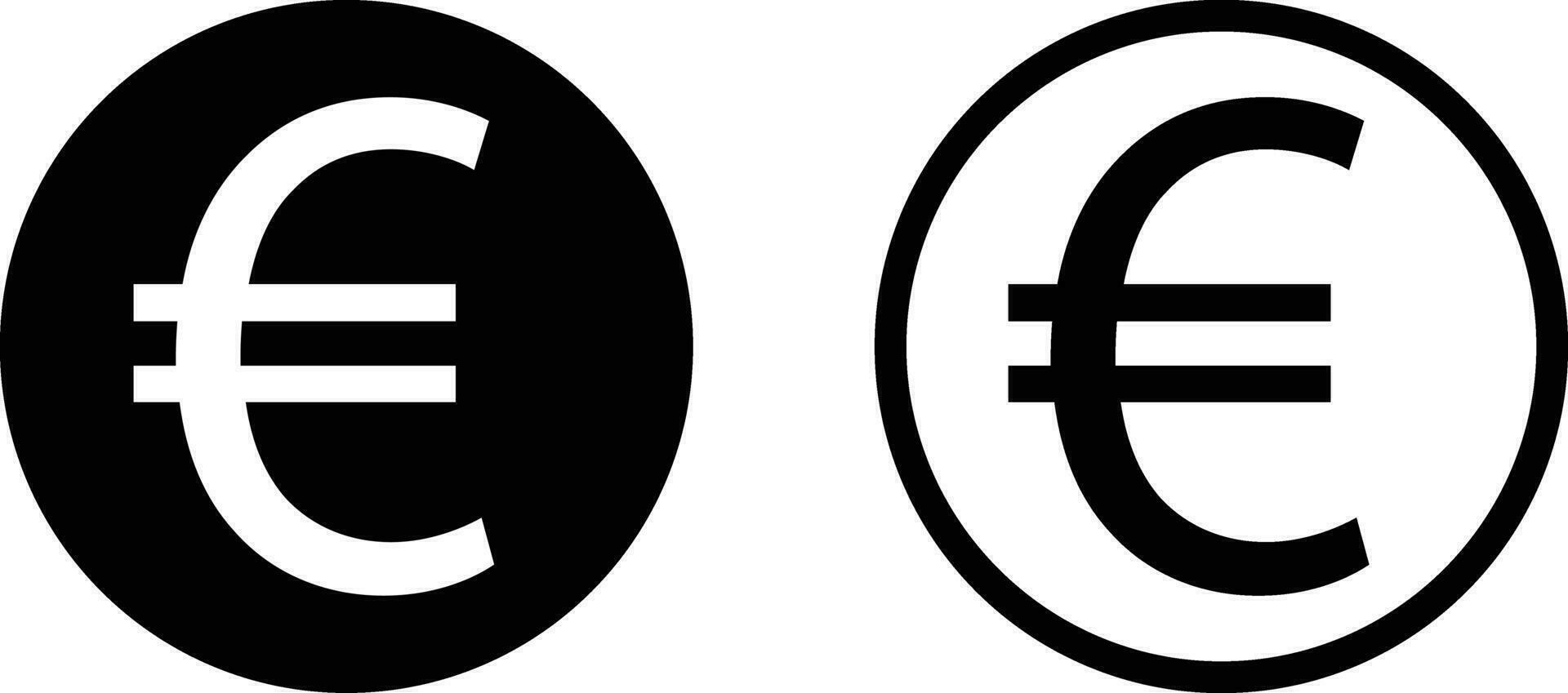 Euro icon circle set in two styles . Euro currency icon vector