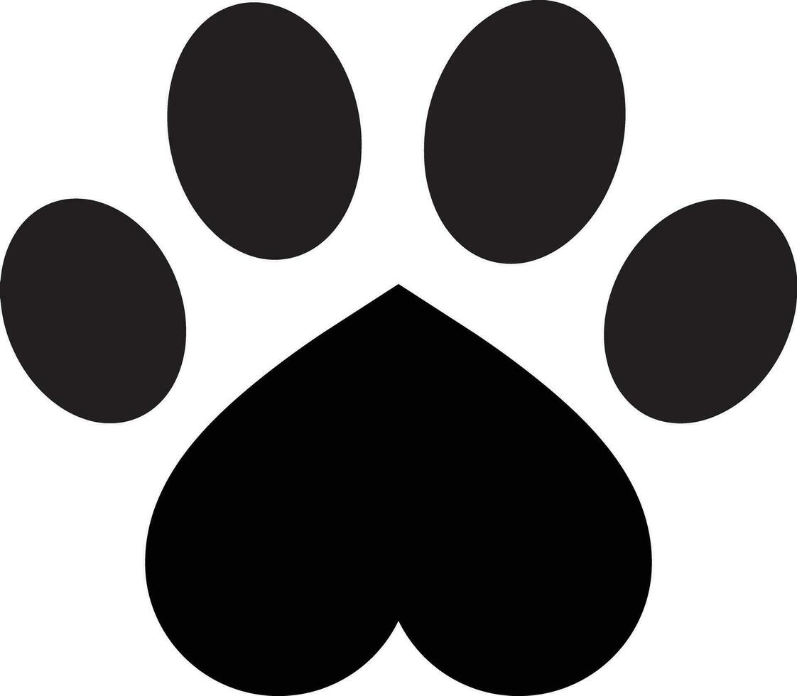 Dog paw icon with heart . Love paw print icon vector