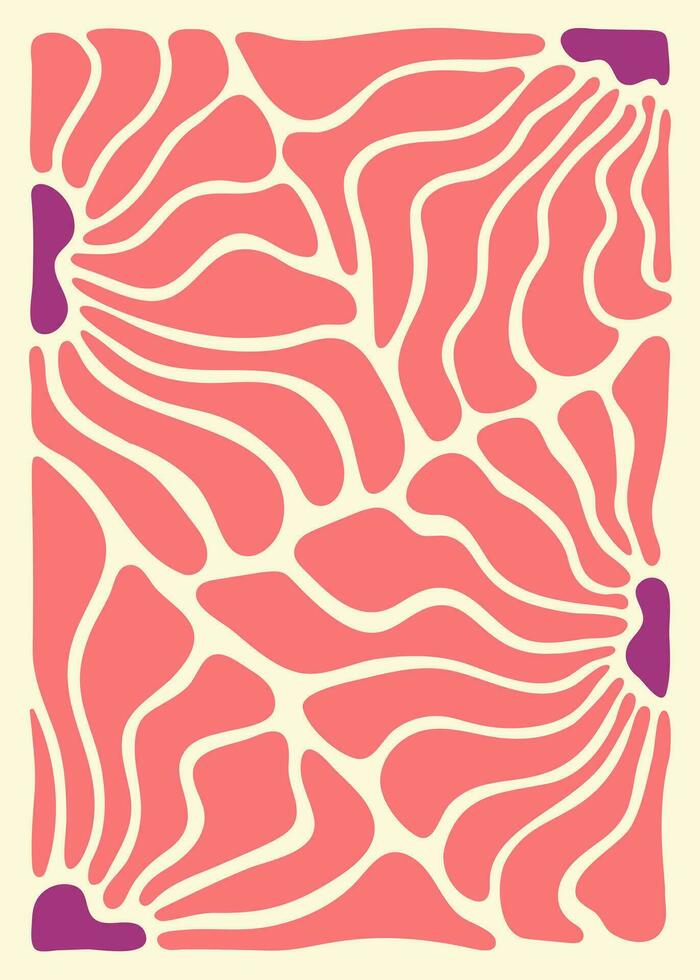 maravilloso resumen flor Arte. matisse estética curvas. orgánico floral garabatear formas en de moda ingenuo retro hippie 60s 70s estilo. botánico vector ilustración en rosado y púrpura colores. vector antecedentes