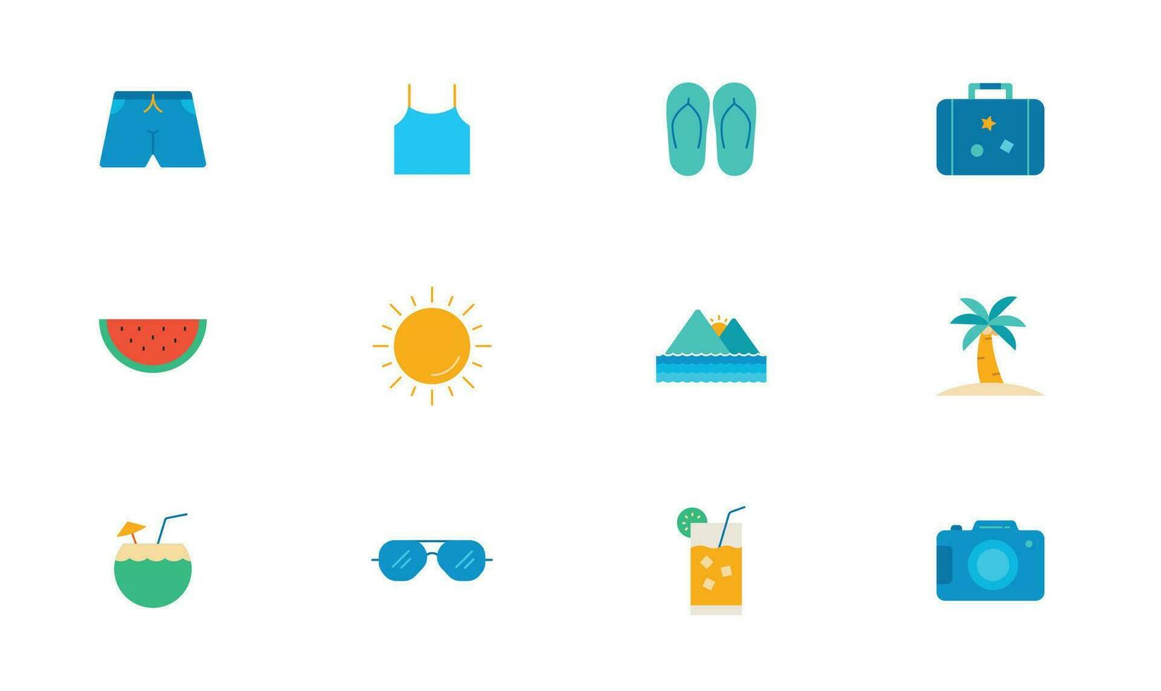 Summer Icon with Flat Vector Style
